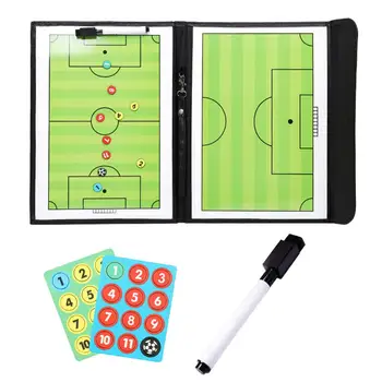 1 комплект Компактной, легко стираемой тактической учебной доски, складного планшета для руководства соревнованиями, тактики футбольных тренировок.