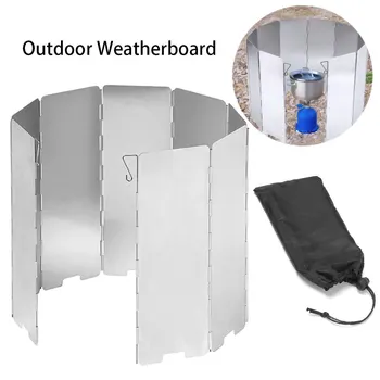 10 пластин Складной ветрозащитный экран для безопасности на открытом воздухе Кемпинг Пикник Кухонная горелка БАРБЕКЮ Ветрозащитный экран Портативное лобовое стекло