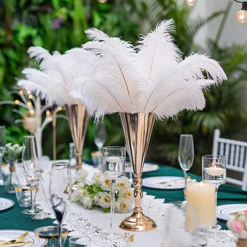 10 шт. белых страусиных перьев для свадебной вечеринки, украшения домашнего стола, Страусиных перьев для ваз, аксессуаров ручной работы
