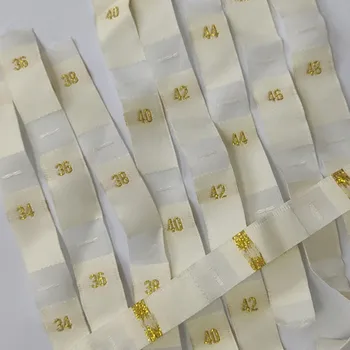 100шт Золотистая полиэфирная ткань с этикетками размеров Кремово-белая этикетка размеров 34 36 38 40 42 44 46 48