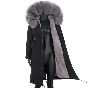 2021 Новая Мужская Парка X-Long Зимняя куртка Пальто из натурального меха Лисы Воротник Капюшон Парка Верхняя Одежда из большого меха Съемная