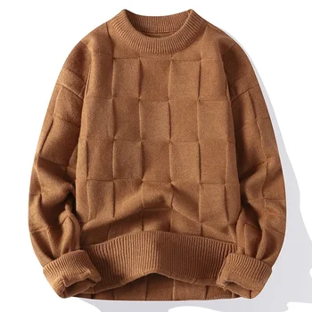 2023 Новый осенне-Зимний свитер с круглым вырезом, утолщенный мужской повседневный теплый свитер