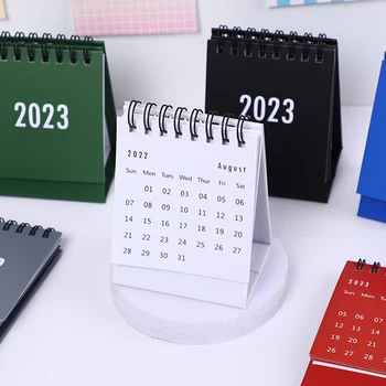 2023 Простая однотонная мини-бумага для рабочего стола, простой календарь, двойной ежедневный планировщик, настольный планировщик, Ежегодная повестка дня, Органайзер для стола