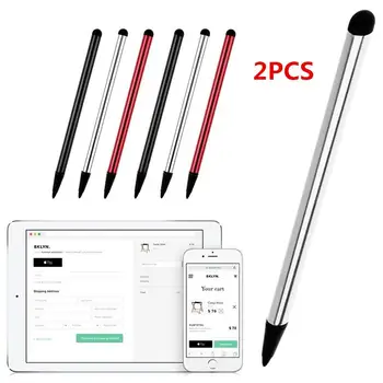 2шт Емкостная ручка с сенсорным экраном Резистивный стилус Карандаш для iPhone iPad Планшет Металлический карандаш Навигация Универсальные аксессуары