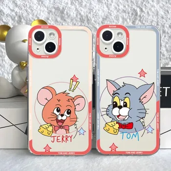 J-JerryS Mouse Tom Cat Чехол Для Телефона Чехол Для iPhone 15 14 13 12 11 Pro Max Mini XS X XR SE 7 8 Plus Мягкий чехол Angel Eyes