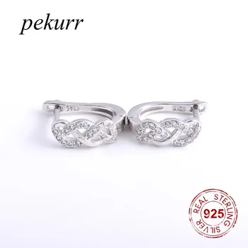 Pekurr, серебро 925 пробы, элегантные серьги-кольца в полоску из бечевки для женщин, бусины из циркона, серьги-ленты, модные украшения