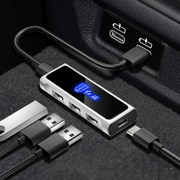USB-Концентратор 4 В 1 Тип C Док-Станция Зарядное Устройство Адаптер Автомобильные Аксессуары Для Hongqi E-HS9 H9 HS5 HS3 H5 H6 H7 HS9 HS7 LS7 HQ9 E-QM5