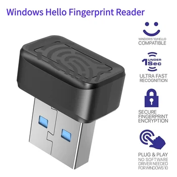 USB-считыватель Отпечатков пальцев для Windows10 11 360 ° Touch Hello Биометрический Сканер Отпечатков Пальцев Навесной Замок для Ноутбуков PC Разблокировка Отпечатков пальцев