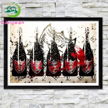 Абстрактный Поп-арт Граффити из черного шампанского алмазная вышивка мозаика Красное вино Роскошная алмазная живопись Украшение для бара