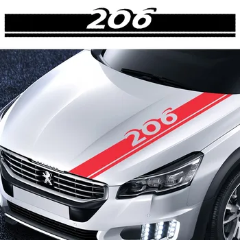 Автомобильный стайлинг Отделка капота Наклейки на капот двигателя для Peugeot 206 Автомобильные украшения графические виниловые наклейки в полоску Аксессуары