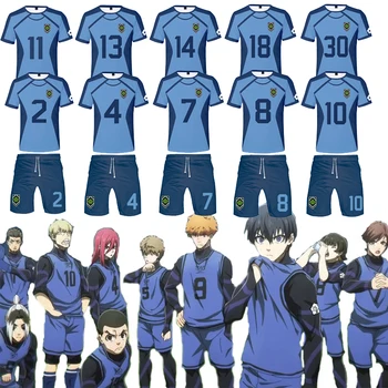 Аниме Blue Lock Исаги Йоичи, косплей костюм, Синяя майка, футбольная спортивная одежда, мужская рубашка, Шорты, Студенческий летний комплект для поезда