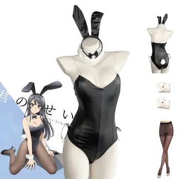 Аниме Seishun Buta Yarou wa Bunny Girl Senpai no Yume wo Minai Косплей Костюм Для Девочек Сексуальный Милый Кролик Из Искусственной Кожи На Хэллоуин