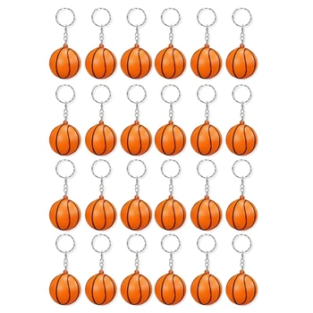 Баскетбольные брелки на 24 упаковки, мини-баскетбольные брелки с мячом для стресса, спортивные брелки с мячом