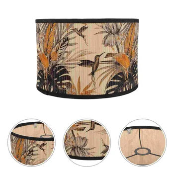 Винтажный абажур с цветочным рисунком, бамбуковый барабан, абажур E27, абажуры для люстр в китайском стиле, абажур для лампы в спальне, абажур для лампы в спальне