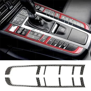 Внутренняя крышка из углеродного волокна Центральная кнопка переключения передач Декоративные наклейки для Porsche Macan Cayenne 958 2015-2018 Аксессуары