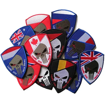 Военные нашивки с черепом, национальный флаг Бельгии, России, Испании, Франции, ЕС, тактические наклейки, солдатские значки для сумок с одеждой