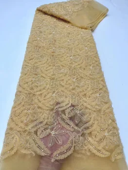 Высококачественная бисерная французская тюлевая кружевная африканская нигерийская вышитая кружевная ткань для шитья