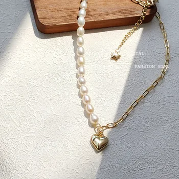Высококачественное ожерелье из пресноводного жемчуга для женщин, ожерелье с покрытием 14 карат, японская и Корейская простая цепочка для ключиц