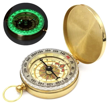 Высококачественный Карманный Латунный Золотой компас для кемпинга, пешего туризма, Портативный компас для навигации на свежем воздухе, походное снаряжение