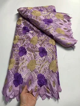Горячая распродажа Африканской Гипюровой Кружевной ткани, Новейшее Швейцарское Вуалевое кружево, высококачественная вышивка пайетками, Нигерийская Шнуровая Кружевная ткань для платья