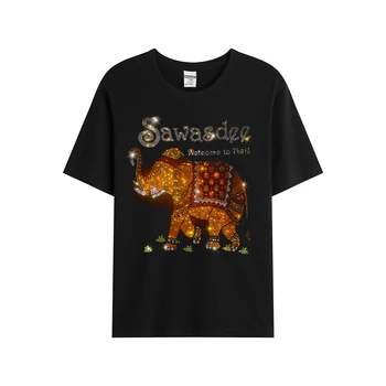 Горячая распродажа Мужская футболка с изображением африканского слона Футболка с бриллиантами из чистого хлопка для отдыха