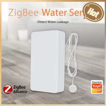 Датчик утечки воды Tuya ZigBee, детектор, Дистанционное управление, система охранной сигнализации с переливом 2,4 ГГц, питание от аккумулятора для дома, квартиры