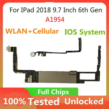 Для iPad 2018 9,7 дюймов 6-го поколения A1954 WLAN Cellular Официальная версия логической платы Разблокированная материнская плата с чипами Бесплатно iCloud