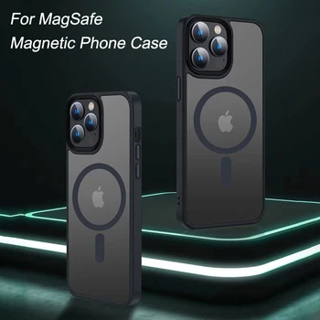 Для магнитного чехла Magsafe, беспроводной зарядки, противоударных матовых полупрозрачных чехлов для iPhone 14 12 11 13 Pro Max, жесткого бампера для ПК