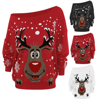 Женская блузка, Модные рубашки с воротником-стойкой и длинными рукавами, однотонная Рождественская рубашка с принтом оленя из мультфильма 후드티 Мягкая одежда Y2K