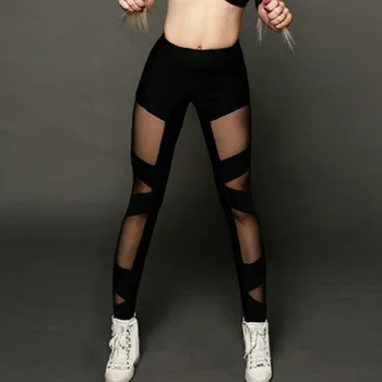 Женские леггинсы с сеткой и высокой талией, дышащие штаны для йоги с эффектом пуш-ап на бедрах, женская быстросохнущая спортивная одежда, Сексуальные женские штаны для йоги