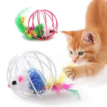 Забавная игрушка для домашних животных, Крыса, мышь, Клетка с мячом, Интерактивные игрушки для кошек, Кошка, Товары для домашних животных