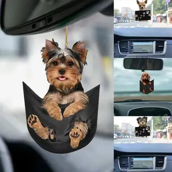 Забавный Автомобильный Кулон Милая Собака Подвесное Зеркало Заднего Вида Автомобиля Карманная Собачка Качели Авто Украшение Интерьера Подвесной Щенок Украшения