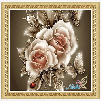 значок flowerflower peonies 5d сделай сам горный хрусталь 0174R - Круглая алмазная вышивка крестиком алмазная мозаика
