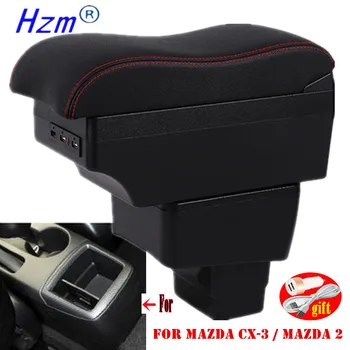 Коробка для подлокотника Mazda 2 CX-3 CX3 2018 2019 2020 2021 2022 2023 Центральный ящик для хранения Модернизация интерьера Зарядка через USB Автомобильные Аксессуары