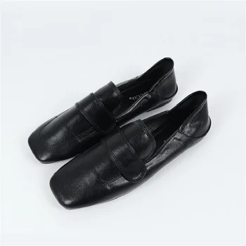 Лоферы С аппликацией, Однотонная Обувь С Квадратным Носком На плоской подошве С Украшением в стиле Пэчворк, Женская Обувь в Лаконичном стиле, Zapatillas de Mujer Tacon