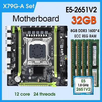 Материнская плата X79 lga2011 Kit процессор Xeon e5 2651 v2 и 4 * 8 ГБ = 32 ГБ оперативной памяти DDR3 ECC placa mae Set X79 combo с поддержкой NVME M.2