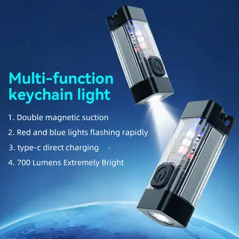 Мини брелок фонарик светодиодный перезаряжаемый фонарик Портативный магнитный USB-фонарик для кемпинга высокой мощности Фонарь дальнего действия