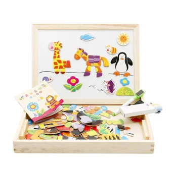 Многофункциональная магнитная детская доска для рисования, игрушки-головоломки, обучающие деревянные игрушки-головоломки, детские подарки