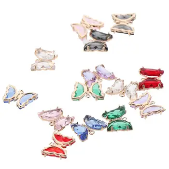 Модные подвески с позолоченными кристаллами-бабочками, Разноцветные объемные подвески со стразами, подвески со стразами, разнообразные принадлежности для поделок