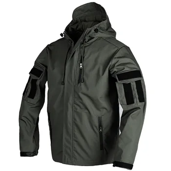 Мужская военная тактическая куртка для страйкбола, водонепроницаемая, с множеством карманов, Камуфляжные боевые куртки, походное ветрозащитное длинное пальто с капюшоном