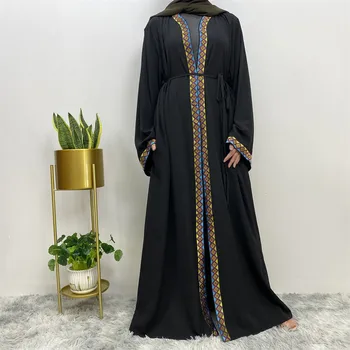 Мусульманская арабская мода Длинное пальто свободные большие парижские бусины Винтажная панель халат с длинным рукавом исламская одежда для женщин