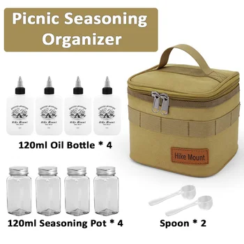 Набор бутылок для специй для кемпинга на открытом воздухе, портативная сумка для хранения приправ для кемпинга большой емкости, Сумка для пикника, Походная сумка для барбекю