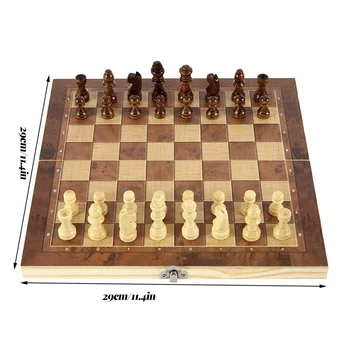 Набор шахматных досок ручной работы из дерева, настольный складной набор для игры в шахматы, интеллектуальная игра для семейной вечеринки в кемпинге 24x24 см