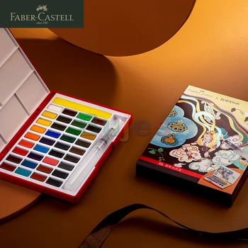 Немецкая сплошная акварель Faber-Castell 24 36 48, 24 цвета Металлик, Ручная роспись, Набор для рисования сплошной акварелью начинающего художника