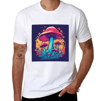 Новая футболка с изображением грибов ЛСД, графическая футболка, черные футболки, топы больших размеров, футболки для мальчиков, мужская футболка