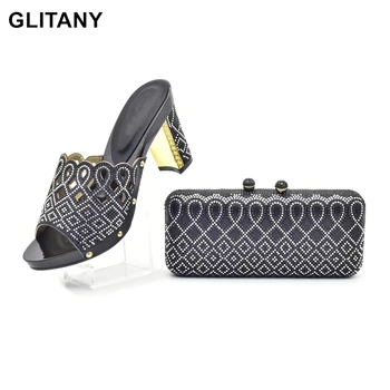 Новейший комплект свадебных туфель и сумок в африканском стиле, украшенный стразами, женская обувь и сумочка из Италии, роскошные дизайнерские туфли для женщин