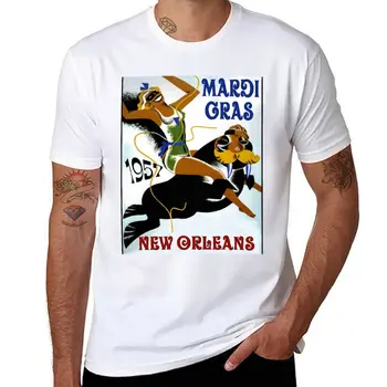 Новый МАРДИ ГРА: Винтажный Фестиваль 1957 года в Новом Орлеане, Рекламные Принты, Футболка, Блузка, одежда из аниме, мужская тренировочная рубашка