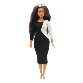 одежда для куклы 30 см, креативное черно-белое платье с отстрочкой, аксессуары для повседневной носки, одежда для пышной куклы Барби