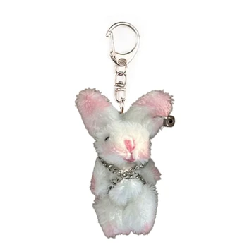 Очаровательный Плюшевый брелок для ключей с фигуркой Розового Кролика Брелок для ключей с плюшевым Кроликом Домашний Декор Рюкзак Милый Брелок для ключей 57BD