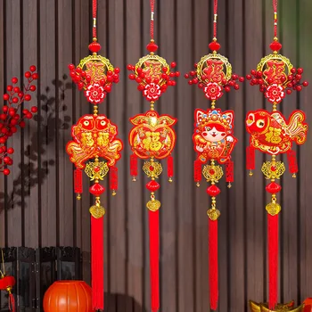 Подвеска с китайским узлом из красных фруктов, украшенная к Новому году и весеннему фестивалю, Китайские праздничные рыбные шашлыки из красных фруктов, шашлыки из сумки на удачу